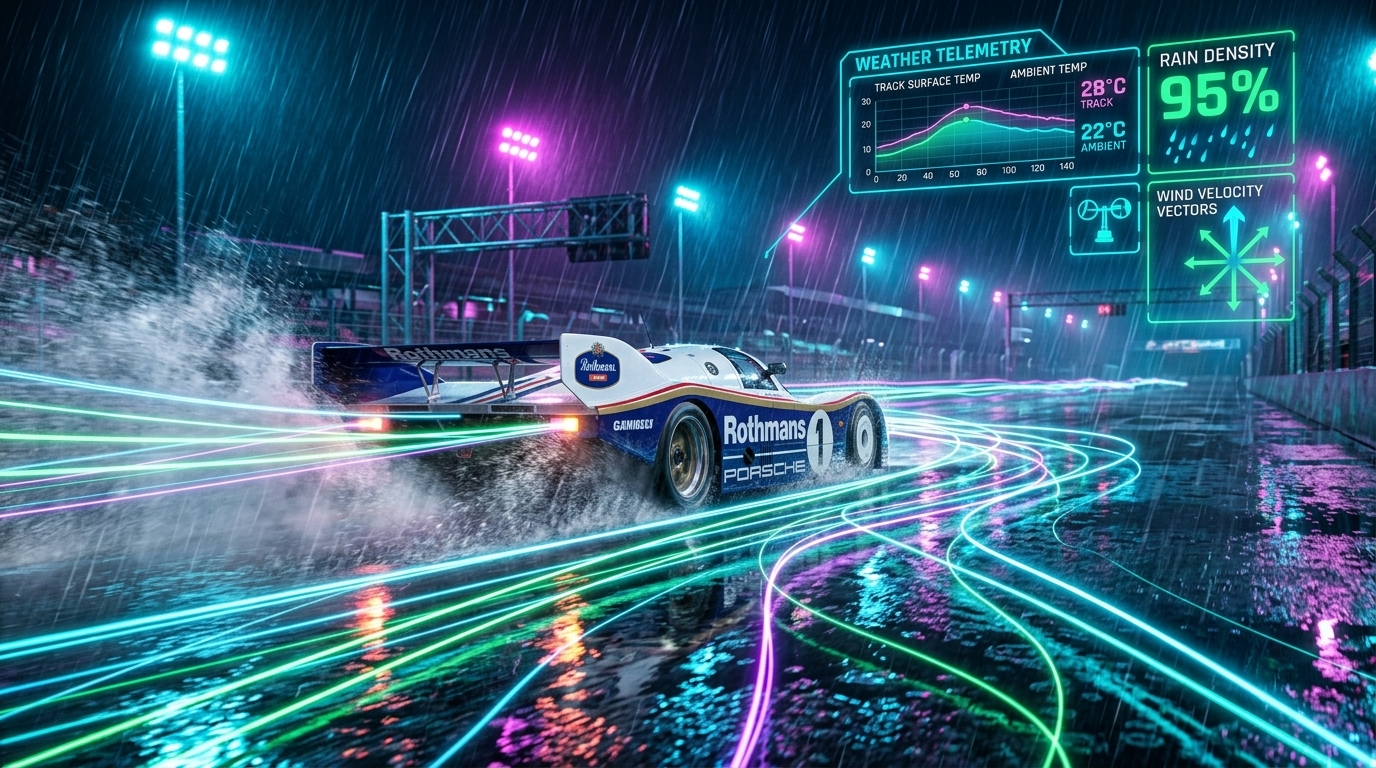Classic Prototype Wet Track Surface Grip and Rain Density Telemetry